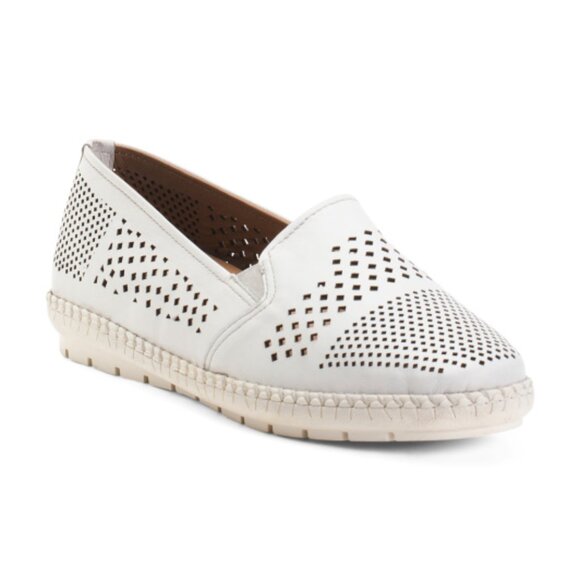 NEW TROTTERS Leather Royal Perforated Loafers for women white 367mn - Picture 1 of 2